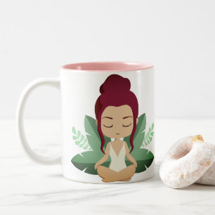 Tasse 2 Couleurs Fille de yoga calme bien-être édifiant art conscie