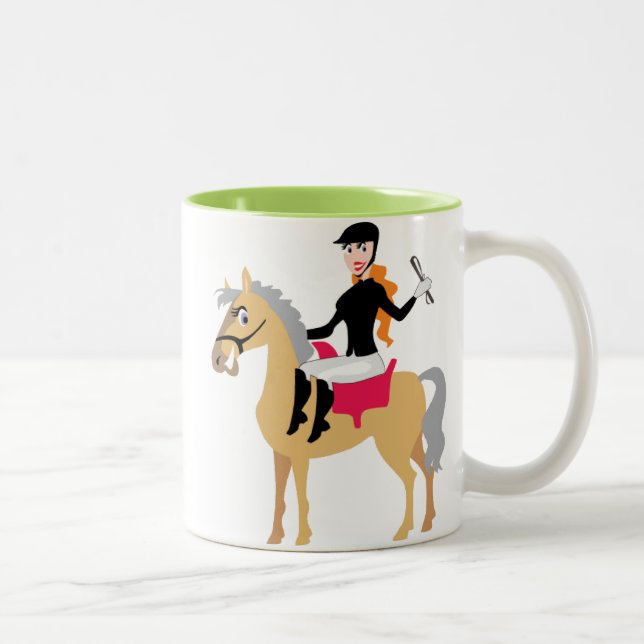 Tasse 2 Couleurs Fille équestre verte (Droit)