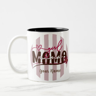 Tasse 2 Couleurs Fille Mama rayures cercle design minimaliste