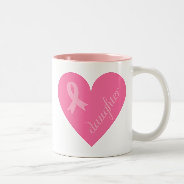 Tasse 2 Couleurs Fille rose de coeur de ruban (Droit)