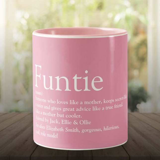 Tasse 2 Couleurs Fille rose Funny Funtie Tante Définition (Girly Pink Funny Funtie Aunt Auntie Definition Two-Tone Coffee Mug)