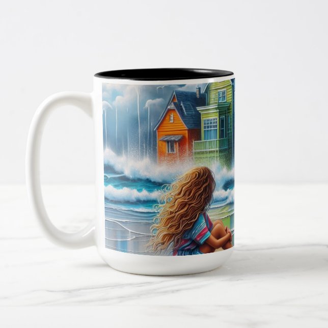 Tasse 2 Couleurs Fille sur la plage (Gauche)