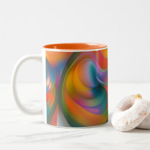 Tasse 2 Couleurs Fils Abstraits colorés Orange Bleu Vert Rose
