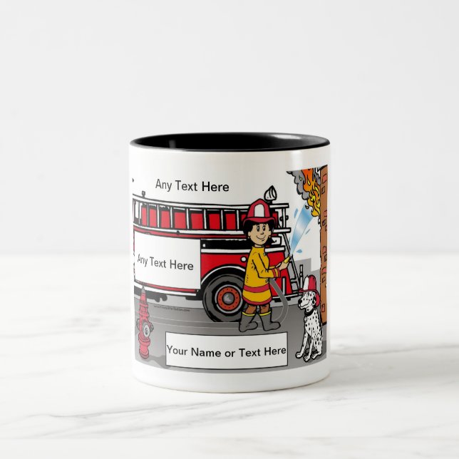 Tasse 2 Couleurs Fire Fighter - Dessin masculin par PrintedPerfecti (Centre)