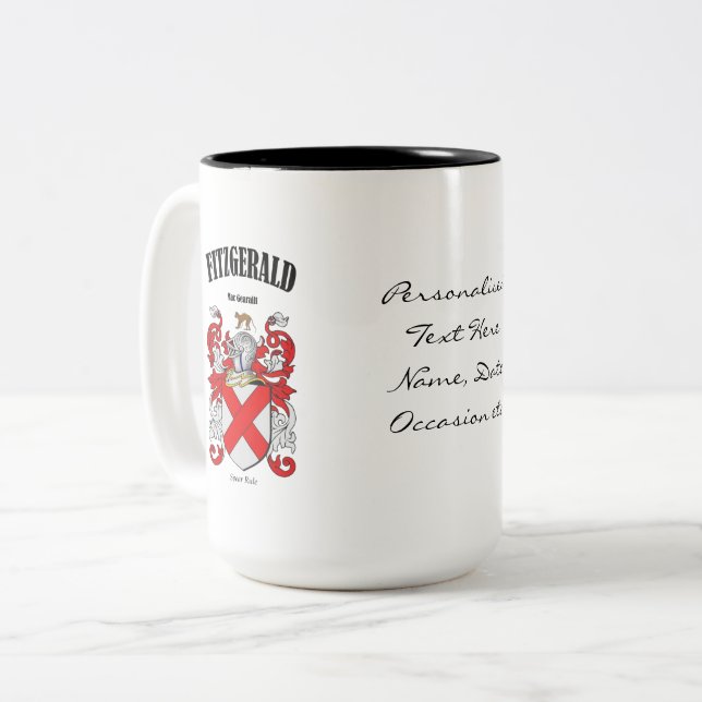 Tasse 2 Couleurs Fitzgerald Family Crest, Traduction & Significatio (Devant gauche)