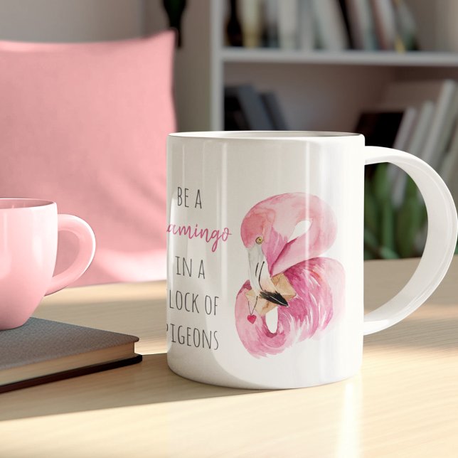 Tasse 2 Couleurs Flamant rose Aquarelle Exotique Rose Moderne Avec  (Créateur téléchargé)