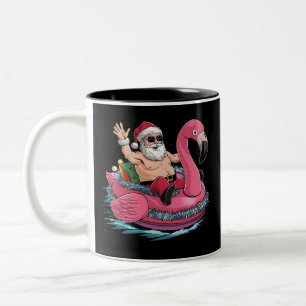 Tasse 2 Couleurs Flamant Rose Gonflable Santa Noël en Juillet Été