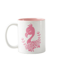 Flamant rose rose avec design floral