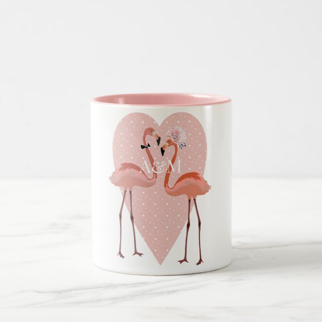 Tasse 2 Couleurs Flamant rose rose chic amour coeur (Centre)
