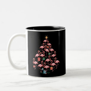 Tasse 2 Couleurs Flamant rose rose Noël Arbre Flamants roses Vacanc