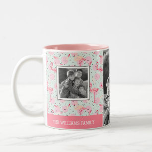 Tasse 2 Couleurs Flamant rose sur des photos de famille du pois  