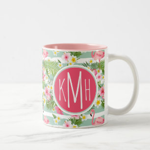 Tasse 2 Couleurs Flamants roses Et Grèves  Monogramme