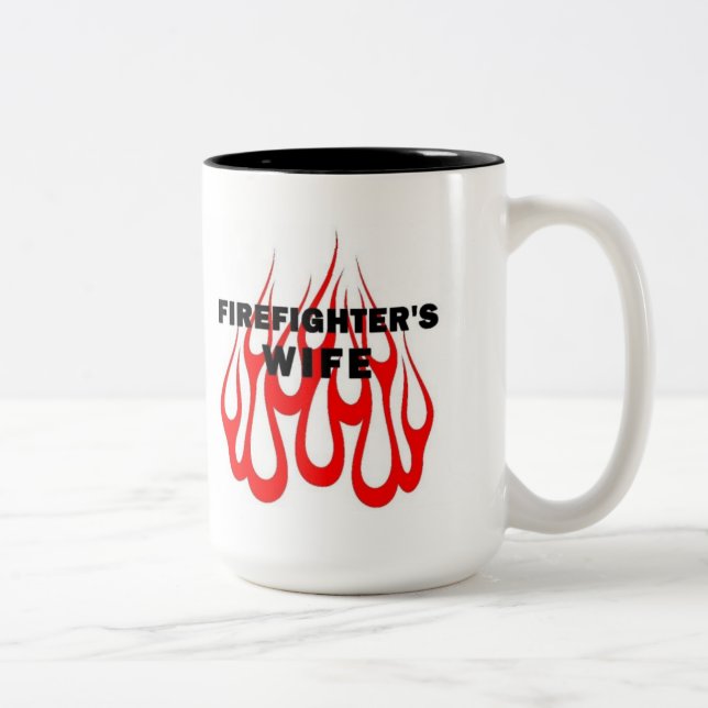 Tasse 2 Couleurs Flammes de l'épouse du sapeur-pompier (Droit)