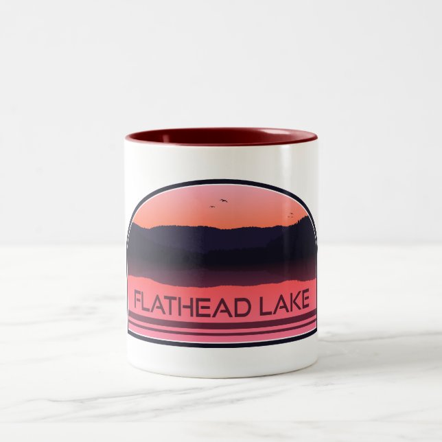 Tasse 2 Couleurs Flathead Lake Montana Red Sunrise (Centre)