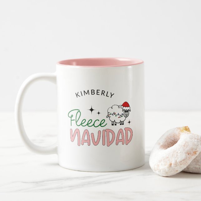 Tasse 2 Couleurs Fleece navidad mignon Noël personnalisable (Avec donut)