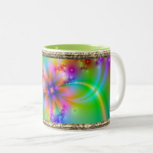 Tasse 2 Couleurs Fleur Colorée Avec Rubans