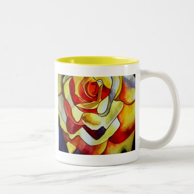 Tasse 2 Couleurs Fleur d'aquarelle d'origine Frénésie Jaune (Droit)