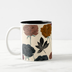 Tasse 2 Couleurs Fleur d'automne vintage aquarelle gras