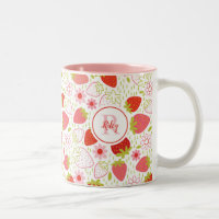 Fleur de fraise rouge mignonne Monogramme