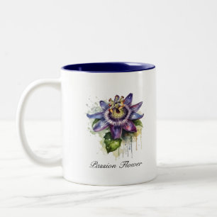 Tasse 2 Couleurs Fleur de la Passion Pourpre Café de Style Botaniqu