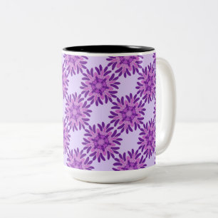 Tasse 2 Couleurs Fleur de lavande et de marguerite violette moderne