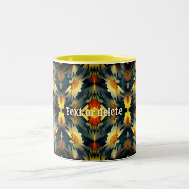 Tasse 2 Couleurs Fleur de marguerite jaune Abstrait personnalisé (Centre)