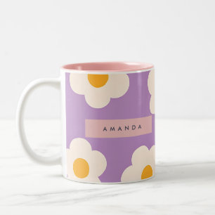 Tasse 2 Couleurs Fleur de Marguerite Violette Rétro Personnalisée