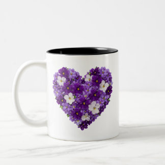 Tasse 2 Couleurs Fleur de naissance de février Violette douce Cœur