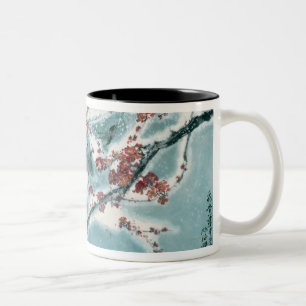 Tasse 2 Couleurs Fleur de prune dans la neige