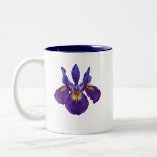 Tasse 2 Couleurs Fleur d'Iris Pourpre Art Botanique Aquarelle Flora