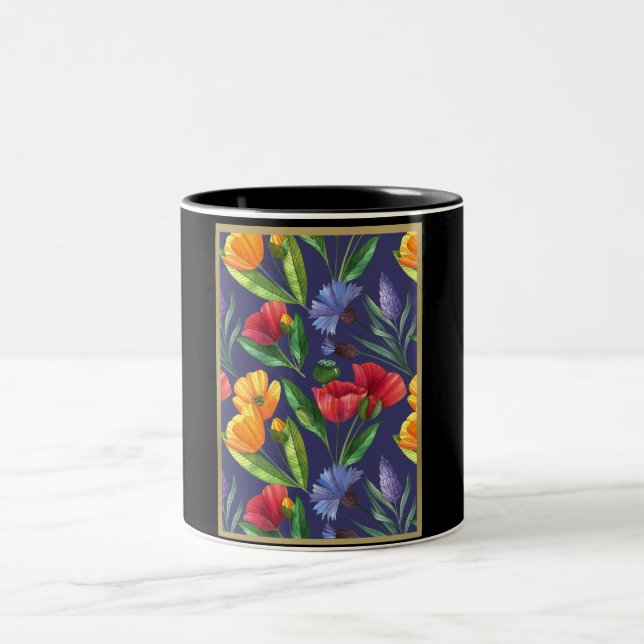 Tasse 2 Couleurs Fleur du mois de naissance Août Popot (Centre)