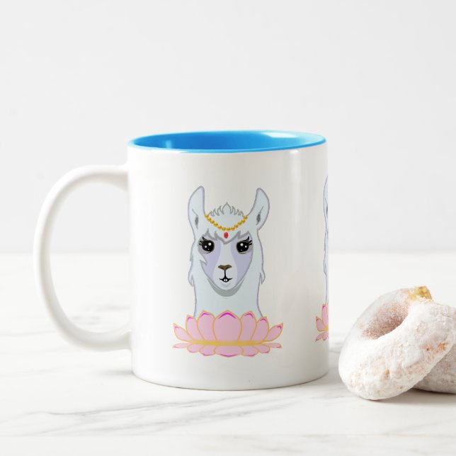 Tasse 2 Couleurs Fleur et lama Lotus (Avec donut)