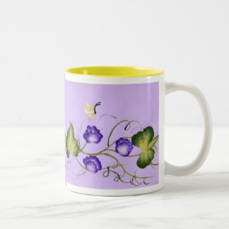 Tasse 2 Couleurs Fleur et papillon de pois doux
