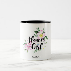 Tasse 2 Couleurs Fleur Fille Rose Floral Mariage