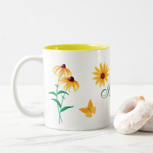 Tasse 2 Couleurs Fleur florale d'été Jaune Suzanne Jaune