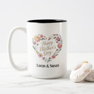 Tasse 2 Couleurs Fleur florale Pastel Thé Joyeux cadeau de la fête 
