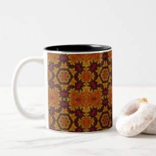 Tasse 2 Couleurs Fleur fractale dans les teintes d'automne