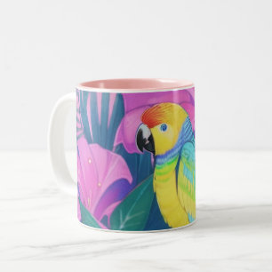 Tasse 2 Couleurs Fleur/Haawaïen/Tropical/perroquet 