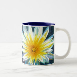 Tasse 2 Couleurs Fleur Jaune Bleu Bleu Matin à minuit