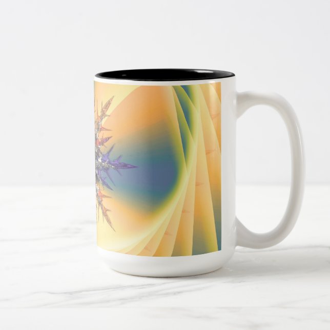 Tasse 2 Couleurs Fleur Jaune & Dimanche Moderne (Droit)