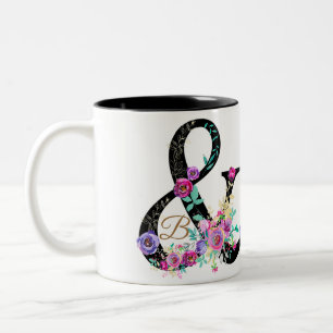 Tasse 2 Couleurs Fleur noire moderne chic et rustique campagne