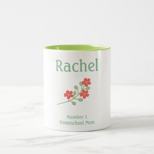 Tasse 2 Couleurs Fleur verte et rose Homeschool Maman (Centre)