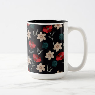 Tasse 2 Couleurs Fleurs Abstraites en noir