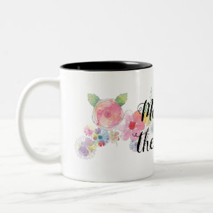 Tasse 2 Couleurs Fleurs aquarelles roses pour la mère de la mariée