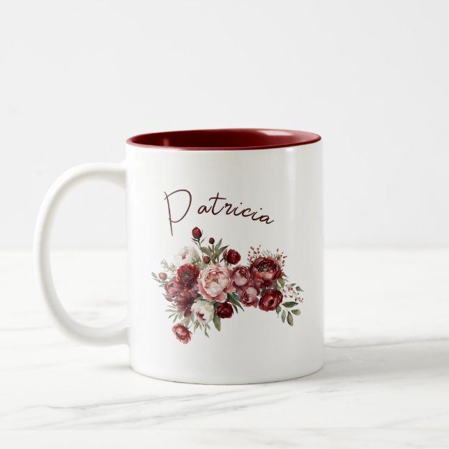 Tasse 2 Couleurs Fleurs bourguignonnes modernes (Gauche)
