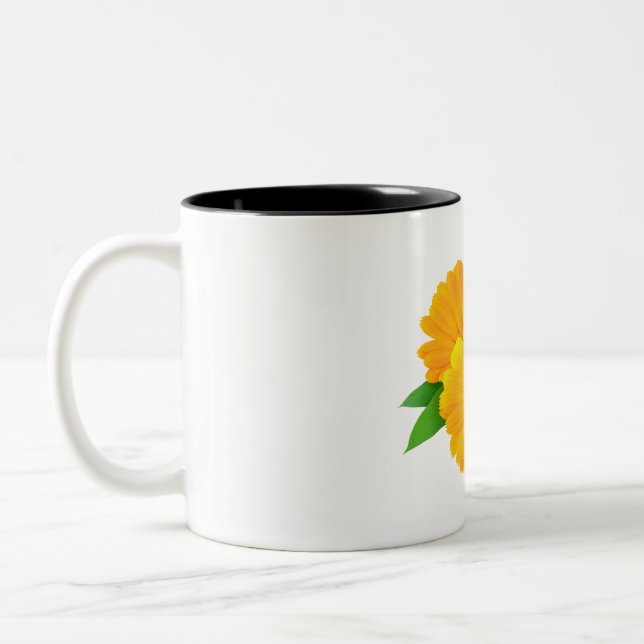 Tasse 2 Couleurs Fleurs Calendula arrangées (Gauche)