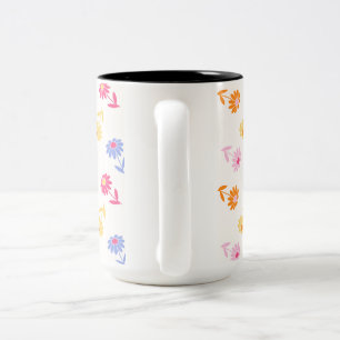 Tasse 2 Couleurs Fleurs colorées Pastel Motif sans couture