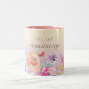 Tasse 2 Couleurs Fleurs d'aquarelle colorées adorables