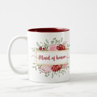 Tasse 2 Couleurs Fleurs d'aquarelle mignonnes de cadeaux d'honneur