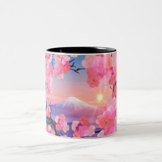 Tasse 2 Couleurs Fleurs de cerisiers par le Mont Fuji 2 (Centre)